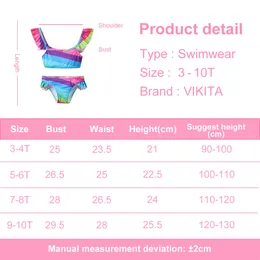 Vikita 2023 Girls Swimsuit Two Pieces Pink Rainbow Colorful Girl水着
