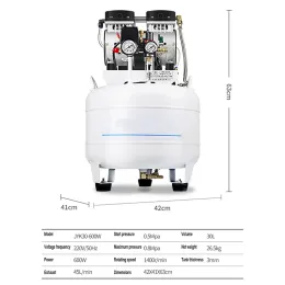 220V 600W Dental Air Pump Air Compressor Small Silent Air Scale 26L/30L Oil-free High-pressure Air Compressor Small Air Pump