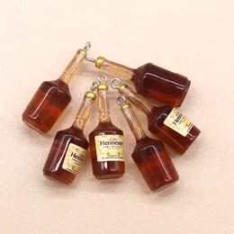 10pcs France Mini 3D Wine Bottle Resin Charms Funny Bar Earring Keychain Cute Pendant Diy Craft Jewelry Making