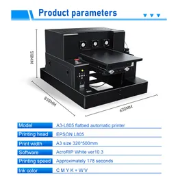 A3 UV 프린터 인상적인 전화 케이스 병 UV 평판 프린터 금속 아크릴 유리 A3 UV DTF 인쇄기