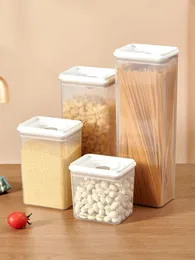 Caixa de armazenamento de alimentos selados por digitação Cereal Candy Jars seco cozinha de cozinha transparente lanche lanche produtos de armazenamento de armazenamento 240411