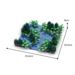 MOC Natural Lakes Water Landscape Blacts Blocks Set Little Jungle Park Forest Paradise Bricks Toys for Kids Gifts