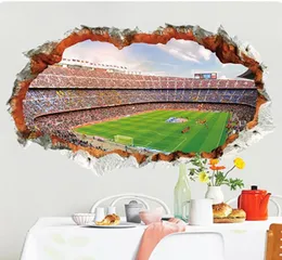 3D Stereo Cracked Wall View Football Field Wall Stickers Home Decor Wall Mural Poster Art Living Room Bedroom Office Decor Wallpap9684337