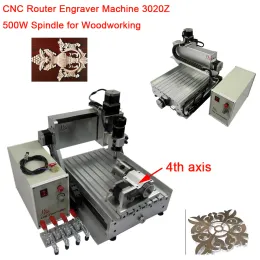 LY CNC 라우터 3020Z 조각 밀링 머신 500W 금속 목공 CNC 조각 조각가 3 축 4 축 선택