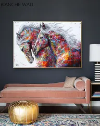 Cavalli colorati quadri decorativi poster tela poster di arte da parete animale nordico stampa astratta dipinto moderno soggiorno decorazione 5906668