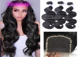 البرازيلي البشري HD 4x4 إغلاق الدانتيل الأوسط 3 جزء حزم مع الإغلاق منتجات WEFTS 1030ENCH7408876