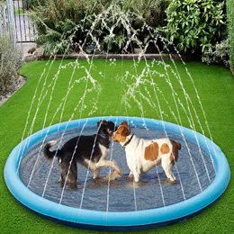 100150170cm Yaz Pet Sprinkler Pad Soğutma Mat Yüzme Havuzu Şişme Havuzu Şişirilebilir Su Sprey Pedi Yazlar İçin Serin Köpek Küvet 240411