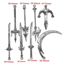 Gun black 10PCS 16 Styles Mixed Alloy Charms Knight Sword Knife Gun Bow Weapons Pendant For DIY Handmade Jewelry Material