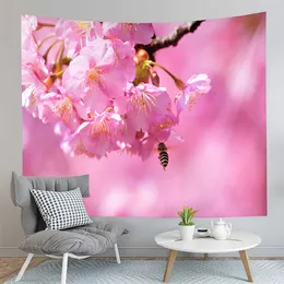 Mountain Fuji Japan Wandteppich Kirsch Sakura Blüte Tempel Wandteppich Wand Hanging Dekor Wandtezimmer Schlafzimmer Wohnzimmer Wohnheim