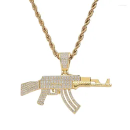 Collane a ciondolo hip hop zirconia cubica zirconia Bling out cs go pistola collana pendenti per uomo cz gelioncarie gold d'argento d'oro