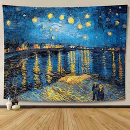 Van Gogh Art Tapestry Abstract Hippie Vintage Aesthetics Wall Americio Americi Dormi della camera da letto del soggiorno 240411