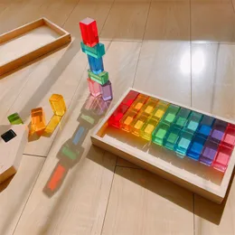 Transparente Lucent Cubes Acrylkinder Montessori Sensorische Spielzeuge Offenes Spiel spielen durchscheinende Rechteck -Würfel Baby -Stapelblöcke