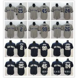 Baseball Jerseys Yankees Judge#99 Cole#45jeter#2 Stadium Blue Grey Embroidered Uniform