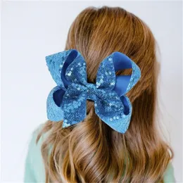 5 Inch Large Sequins Grosgrain Ribbon Hair Bows with Alligator Clips Girl Kids Barrette Colorful Bowknot Hair Accessories
