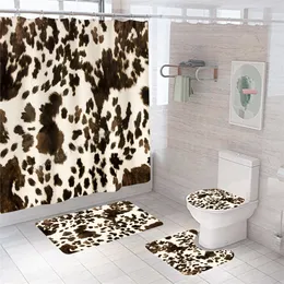 Leopardtryck badduschdrain toalettlock lock mattmatta och mattor bad 3d badrumsdekor tvättbart tyg kortinor de ducha