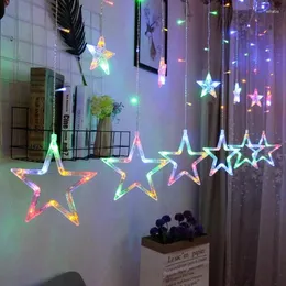 زخرفة الحفلات 12 نجمة LED Window Startain Garland DIY Wedder Outdoor لعيد الميلاد ديكور عطلة 250 مم