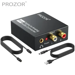 Connectores Prozor 192KHz Conversor de áudio digital a analógico DAC SPDIF Optical to Analog L/R RCA Converter Toslink para Adaptador de 3,5 mm