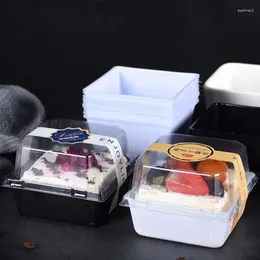 Present Wrap 50st/Lot Mousse Cake Box med transparent lock för glass Tiramisu Party Christmas Wedding Cheesecake