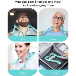 Ny nackmassagerrulle, nackrulle, nacke och axelhandhållen massager med 6 bollar massagepunkt, nacksmärtlindring massager