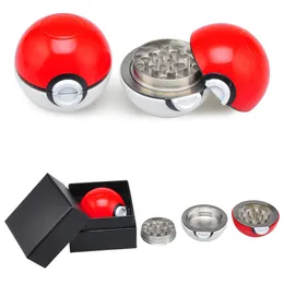 Poke Ball Metal Tobacco Spice Grinder 3 Katmanlar Bitkisel Kırıcı 50mm Duman Kahve Herb Sigara Aksesuarları