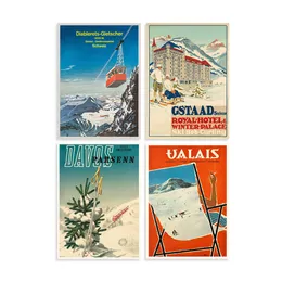 Lenzerheide, Gstaadt, Berner Oberland, Wallis, Davos, Crans -Monontana, Valais, Winter in der Schweiz - Vintage Ski -Poster