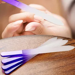 Professionella kristallglas nagelfiler Hållbar gradient Dubbelsidig nagelkonstbuffertfiler med fall för kvinnor Girl Beauty Tools
