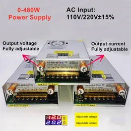 AC DC Transformers 220V إلى 5V 12V 24V Switch Power Supply قابل للتعديل 36V 48V 60V 80V 120V 160V 220V 480W الشاشة الرقمية