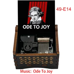 Famous Ode an die Freude Music Box Ode to Joy Black Wooden 18 Tones Mechanical Handmade Ornament Friends Family Birthday Gift