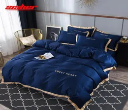 Sisher Luxury Bedding Set 4pcs Flat Bed Sheet Brief Duvet Cover Sets King Comfortable Quilt Covers Queen Size Bedclothes Linens Y26634252