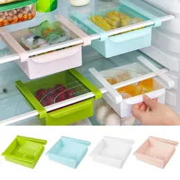 Förvaringsflaskor köklåda glidande kylskåp rack hushåll frys hylla drag-ut låda organisation
