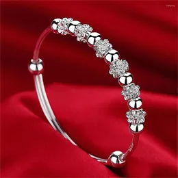 Bangle Women's Hand Bracelets Silver Color Multi Beads Cuff Bangles Size Adjustabel Trendy Jewelry Accessories Wholesale