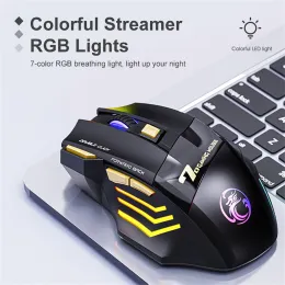 Mäuse Mute Ergonomische Gaming Imice GWX7 7 Buttons wiederaufladbarer RGB Wireless einstellbare dpi ergonomische Gaming -Büro -Mäuse