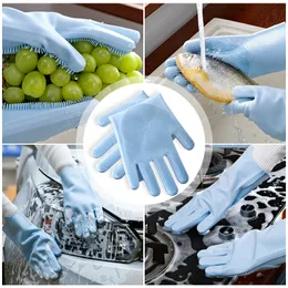 1 пара мытья посудомывание чистящие перчатки Силиконовая резиновая губка перчатка для домашнего скруббера кухня чистые инструменты домохозяйство.