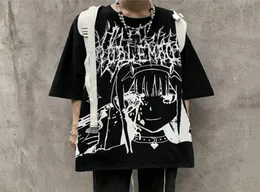 Men039s TShirts Emo Women Men Gothic Anime T Shirt Hip Hop Top Tees Oversized Streetwear Harajuku Tshirt Short Sleeve Alt Tee5259347