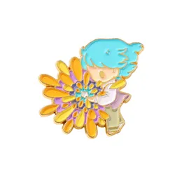 Anime Blue Hair Girls Emalj Brosches Cartoon Cute Fun Pins Bades för denimkläderväska Kawaii Jewelry Christmas New Year Gift Kid7078328