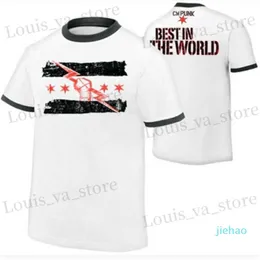 Camisetas masculinas de moda-verão novo quente short slve wrestling cm punk best desde o dia um masculino impressão de camiseta 2020 camisetas t240411