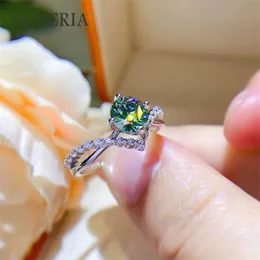 GRA certificato Green Green Moissanite 1 Carat Star River Ring Pass Diamond Test 925 Sterling Silver Coppia di fidanzamento Anelli