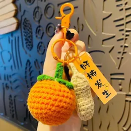 Keychains kreative Obstwolle Gutes passiert gewebtes Persimmon Erdnussbeutel Hängende Seil Schöne Bedeutung Accessoire Keychain