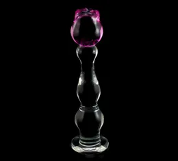 Domi 213cm Ice and Fire Series Rose Flower Design Glass Glass Dildo Adult butt Anal Plug Sex Toys Y2004211679257