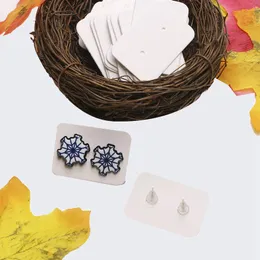 100st små tomma Kraft Paper Ear Studs Earring Display Cards Prisketikett Tag smyckekort Holder, 3,5 x 2,5 cm (vit)