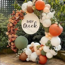 Rakare Sage Green Orange Balloon Garland Arch Kit Baby Shower Dekoration Cream Peach Matte White Birthday Balloons Wedding Party Decor