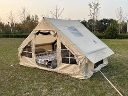 텐트와 대피소 aisunss 대형 야외 풍선 캠핑 카빈 텐트 가족 3-4 사람 글램 핑 쉬운 windroof windproof leainproof with