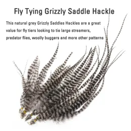 Icerio 20pcs 10cm -25cm Natural Grizzly Seldle Hackle Fly Bying Galo Feathers para streamer buggers de lã de trutas