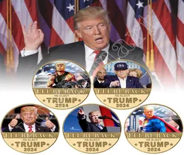 Eu estarei de volta reeleito Trump 2024 Coins artesanato nos acessórios eleitorais presidenciais dos EUA 9692175
