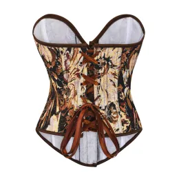 Steampunk Overbust 슬리밍 코르셋 허리 트레이너 Bustier Top Women 빈티지 바디 레트로 코르셀렛 배꼽 외피 모델링 스트라스