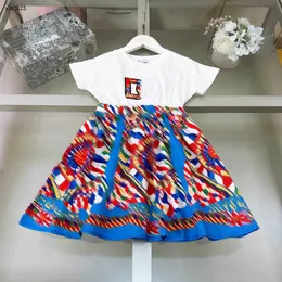 Fashion girls partydress Embroidered border letter logo baby skirt Size 90-150 CM kids designer clothes summer Princess dress 24April