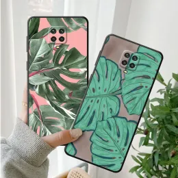 Matte Leaves Monstera Green Case for Xiaomi Redmi Note 11S 10 Lite 11 Pro 11T 8 7 8T 9T 12 9S 10S 9 Silicone Bumper Cover