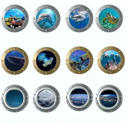 Bathroom PVC Decals Underwater Fish Wall Stickers Waterproof Whale Capybara Dolphin Tortoise Stickers Washing Machine Decoration