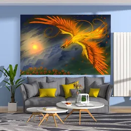 Psychedelic Phoenix 3D Printing Tapestry Utsökt vägg hängande mattor hippie strandmatta bohemisk dekoration