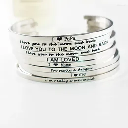 Bangle 5PCS/10PCS Mixed Mantra Stainless Steel Engraved "Love You To The Moon And Back" Inspirational Quote Cuff Bangles